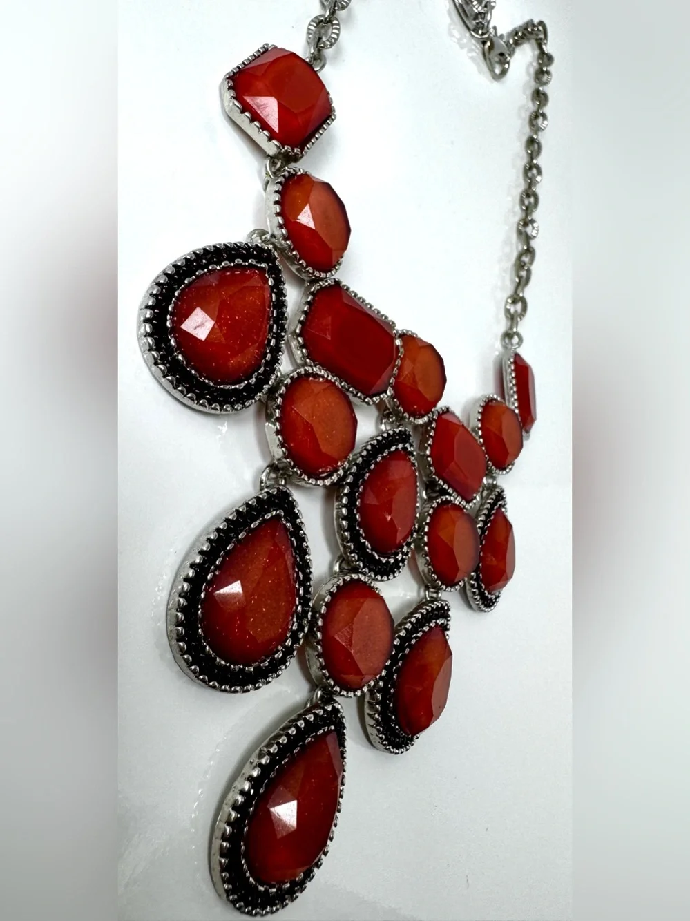 Charming Charlie Statement Orange Multi-Stone Bib Necklace #1754